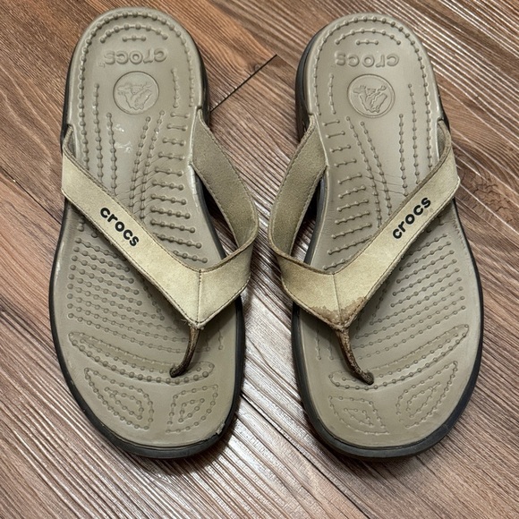 CROCS Shoes - CROCS Metallic Gold Flip Flops